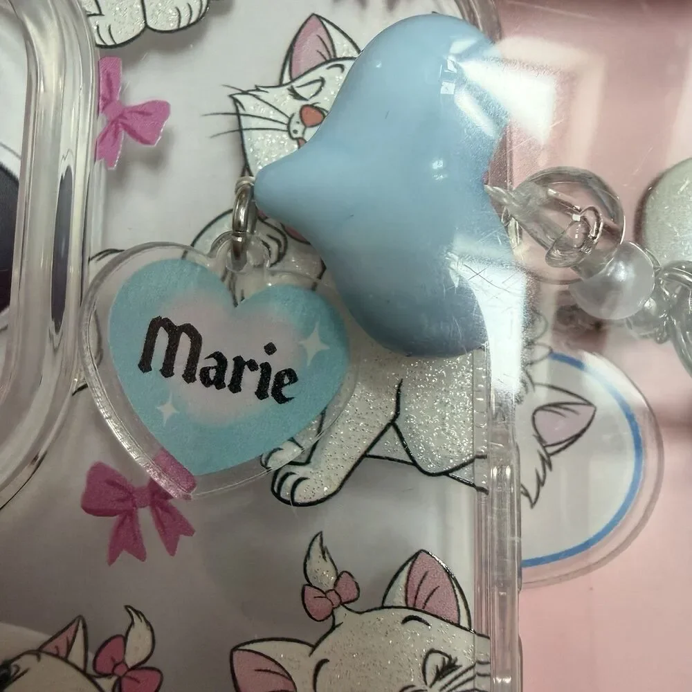 Disney Aristocats Glitter Marie MagSafe Case And Charm iPhone 15 Pro Max New